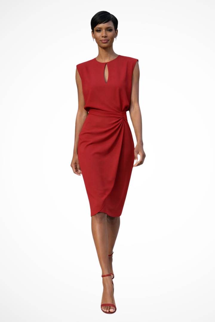 Women's Soft Fabric Midi Dress | Elegant Ruched Wrap Design for Summer Events