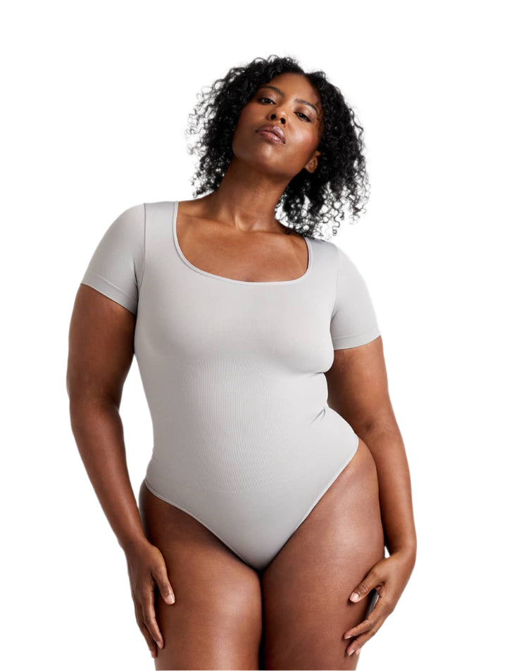 Women's Square Neck Thong Bodysuit Slim Fit Sustainable Fabric