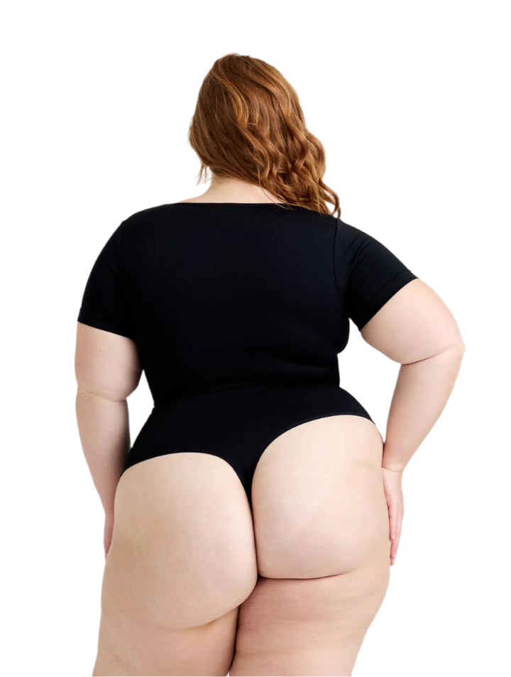 Women's Square Neck Thong Bodysuit Slim Fit Sustainable Fabric