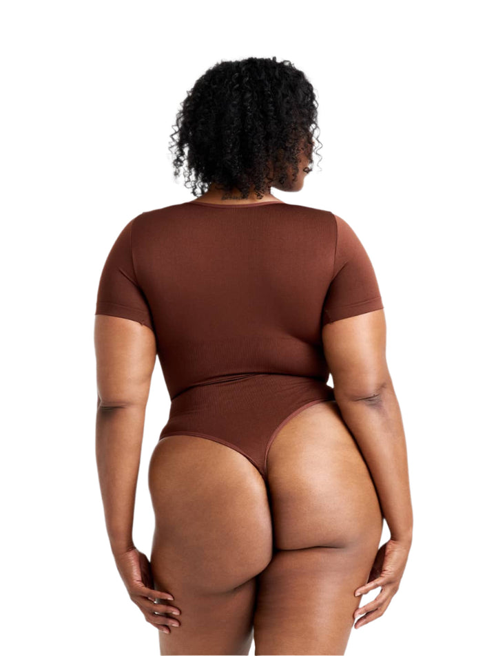 Women's Square Neck Thong Bodysuit Slim Fit Sustainable Fabric