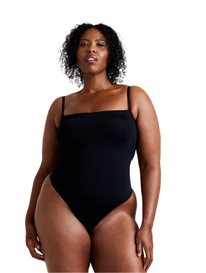 Women's Strapless Bodysuit Thong Tummy Control Black