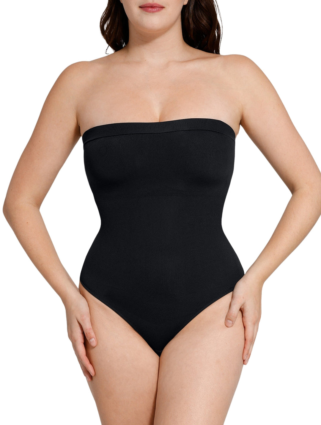 Women's Strapless Bodysuit Thong Tummy Control Black