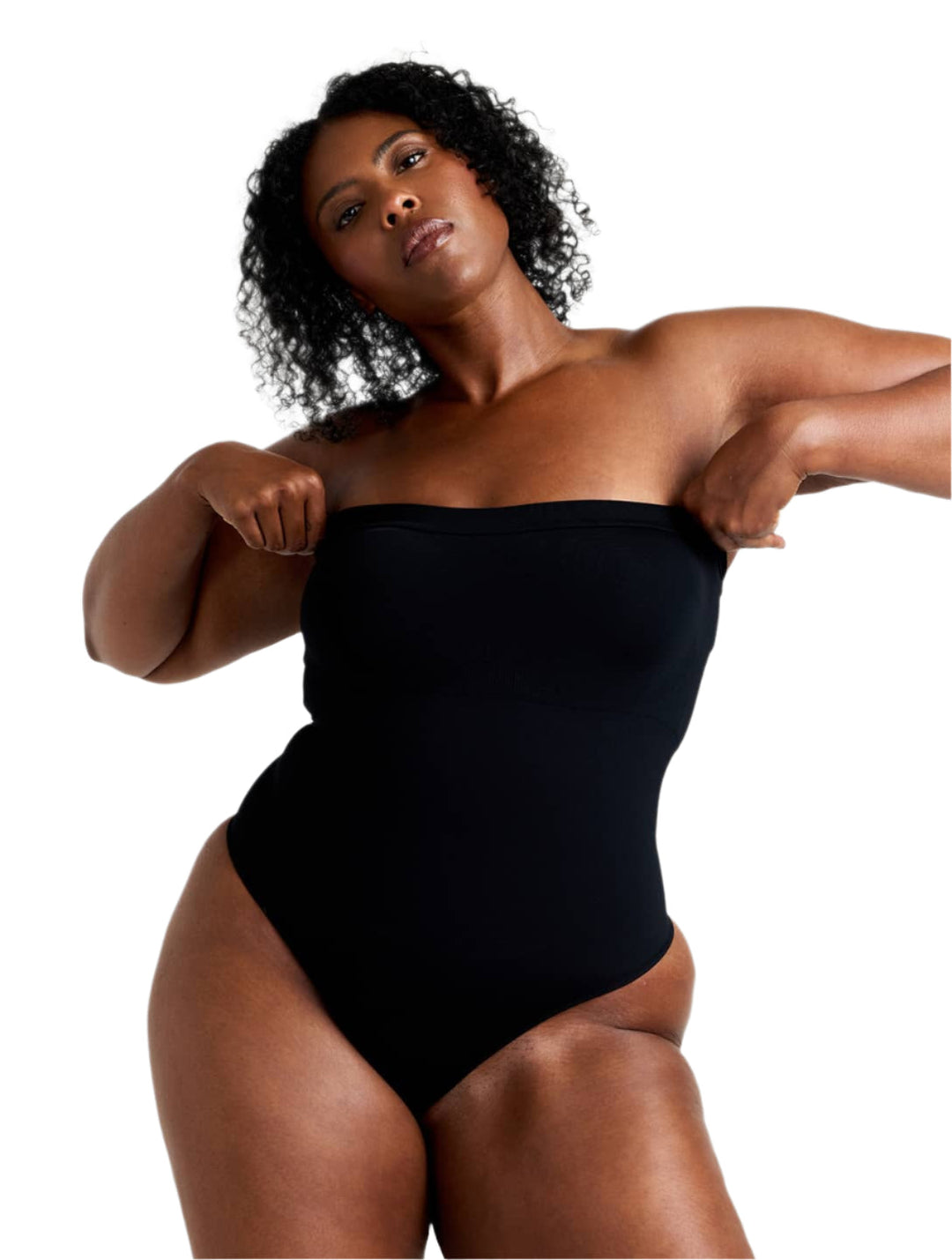 Women's Strapless Bodysuit Thong Tummy Control Black