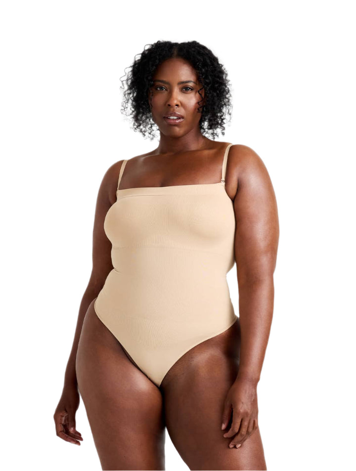 Women's Strapless Bodysuit Thong Tummy Control Black