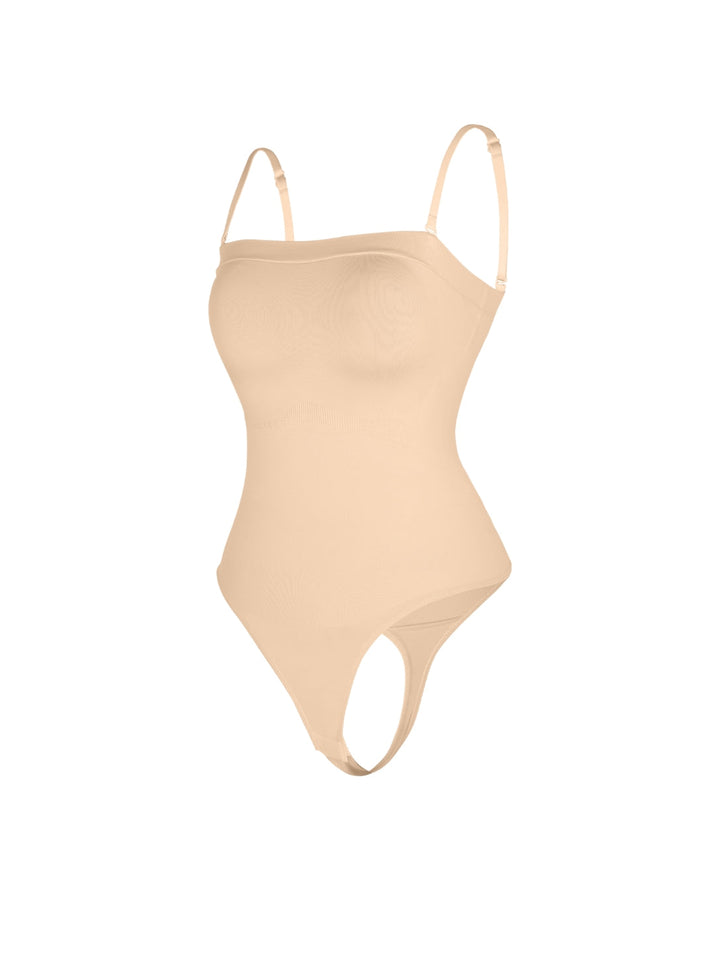 Women's Strapless Bodysuit Thong Tummy Control Black