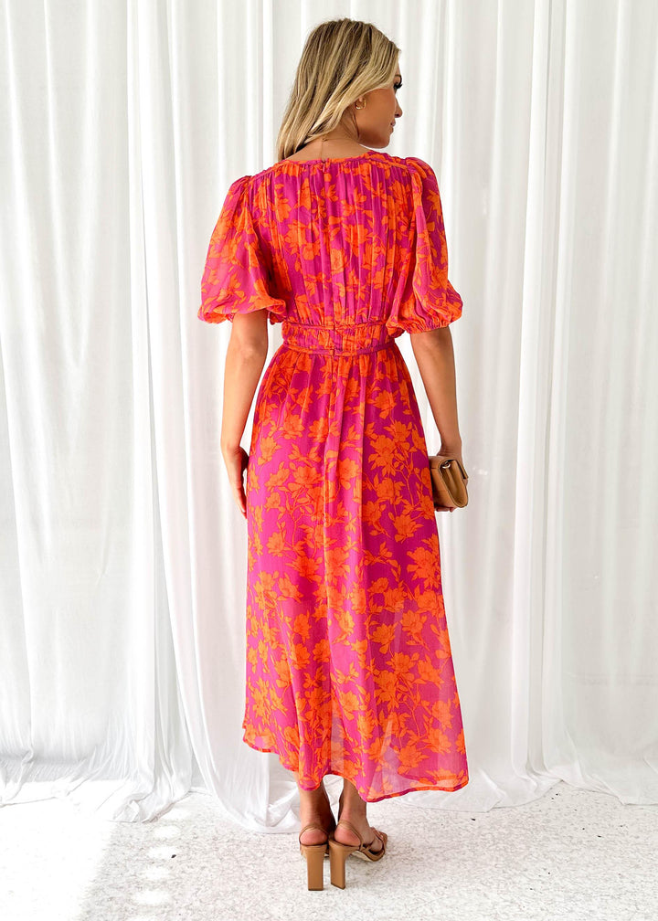 Women's Summer Dress in Printed Cotton Linen with Round Neck for Casual Outings