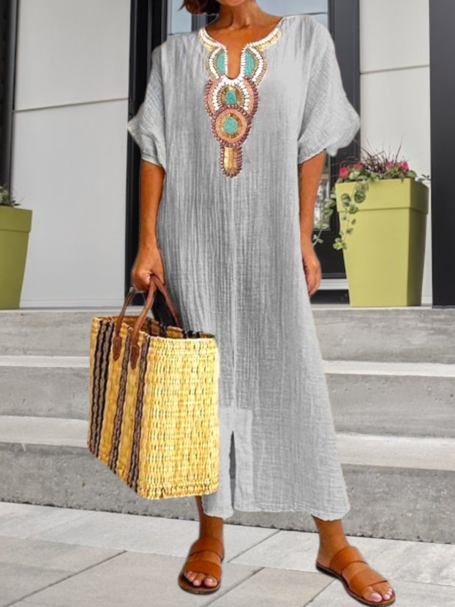 Women's Summer Dress with Embroidered Details and Fluid Fit for Casual Events