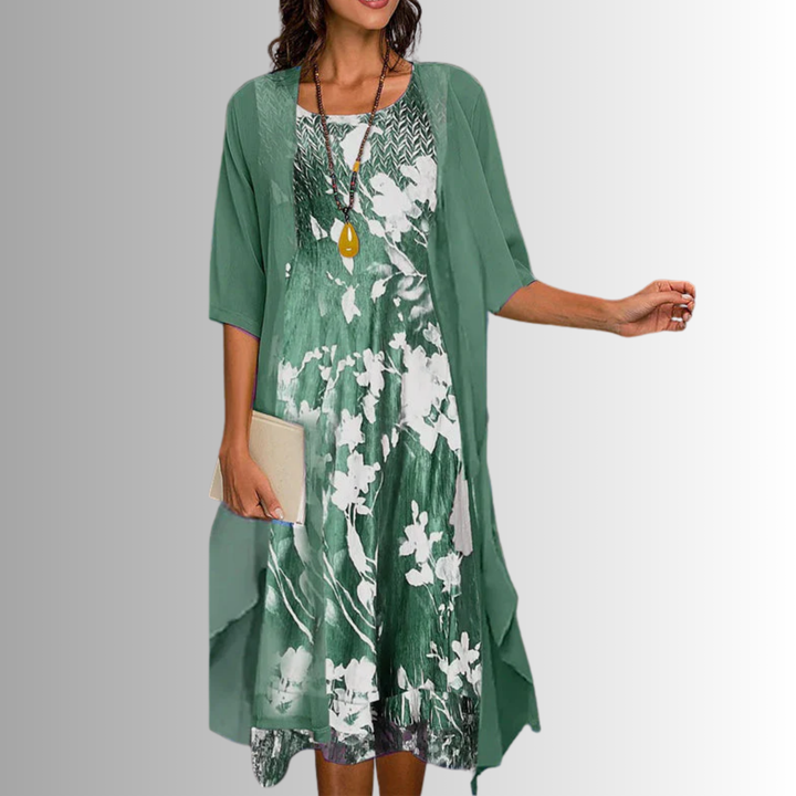 Women's Summer Dresses 2-Piece Set with Lightweight Blouse for Spring & Summer Events