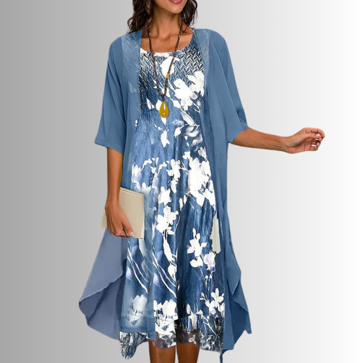 Women's Summer Dresses 2-Piece Set with Lightweight Blouse for Spring & Summer Events