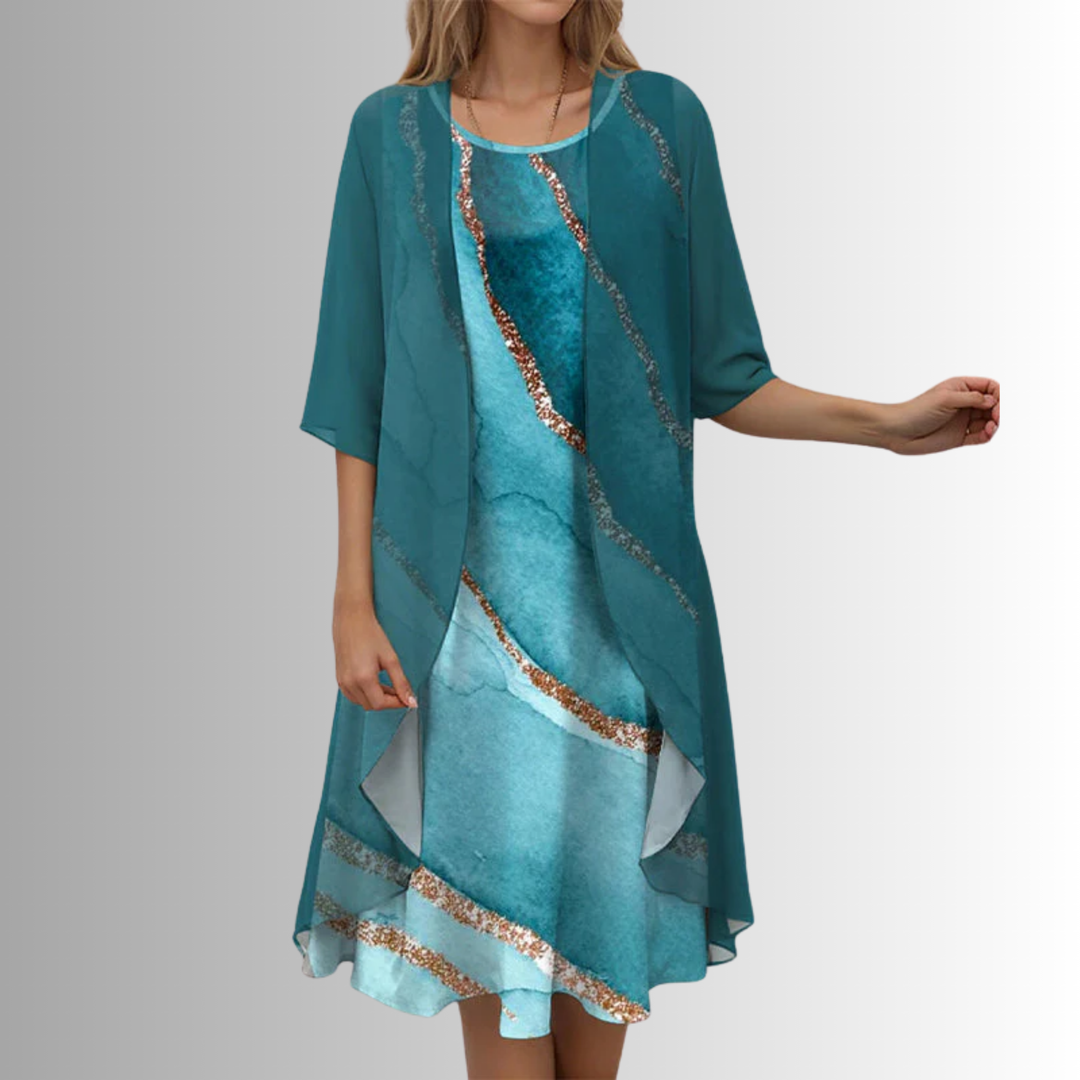 Women's Summer Dresses 2-Piece Set with Lightweight Blouse for Spring & Summer Events