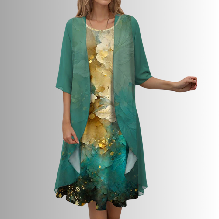 Women's Summer Dresses 2-Piece Set with Lightweight Blouse for Spring & Summer Events