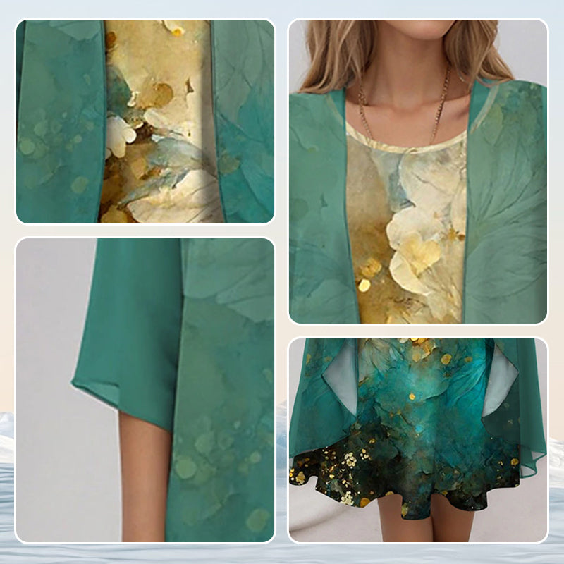 Women's Summer Dresses 2-Piece Set with Lightweight Blouse for Spring & Summer Events