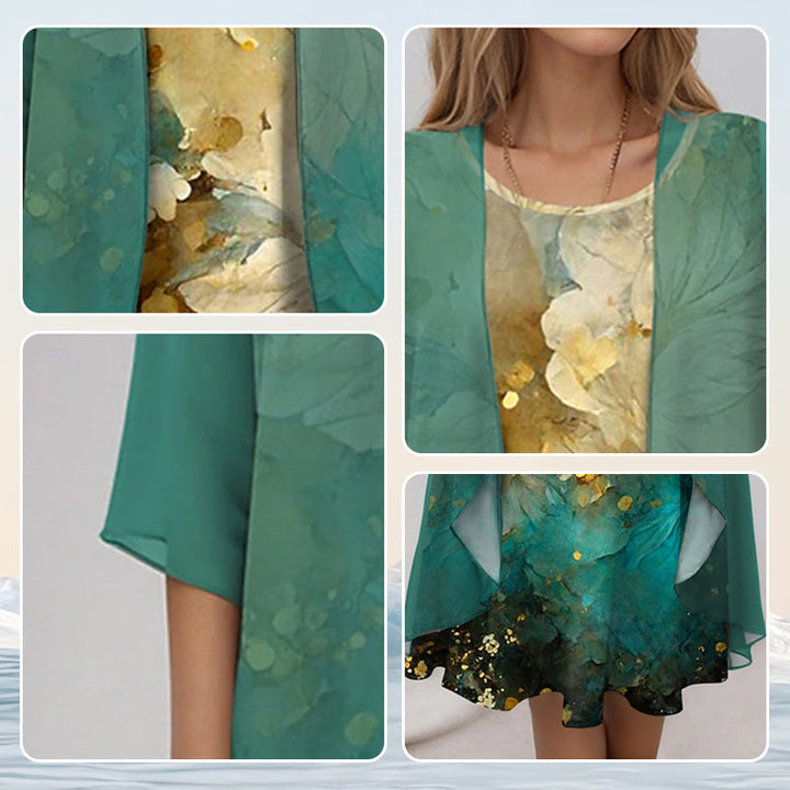 Women's Summer Dresses 2-Piece Set with Lightweight Blouse for Spring & Summer Events