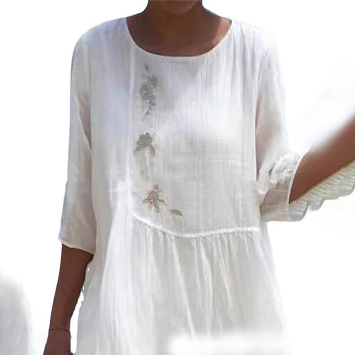 Women's Summer Maxi Dress in Lightweight Cotton Blend for Casual Outings & Brunch in White