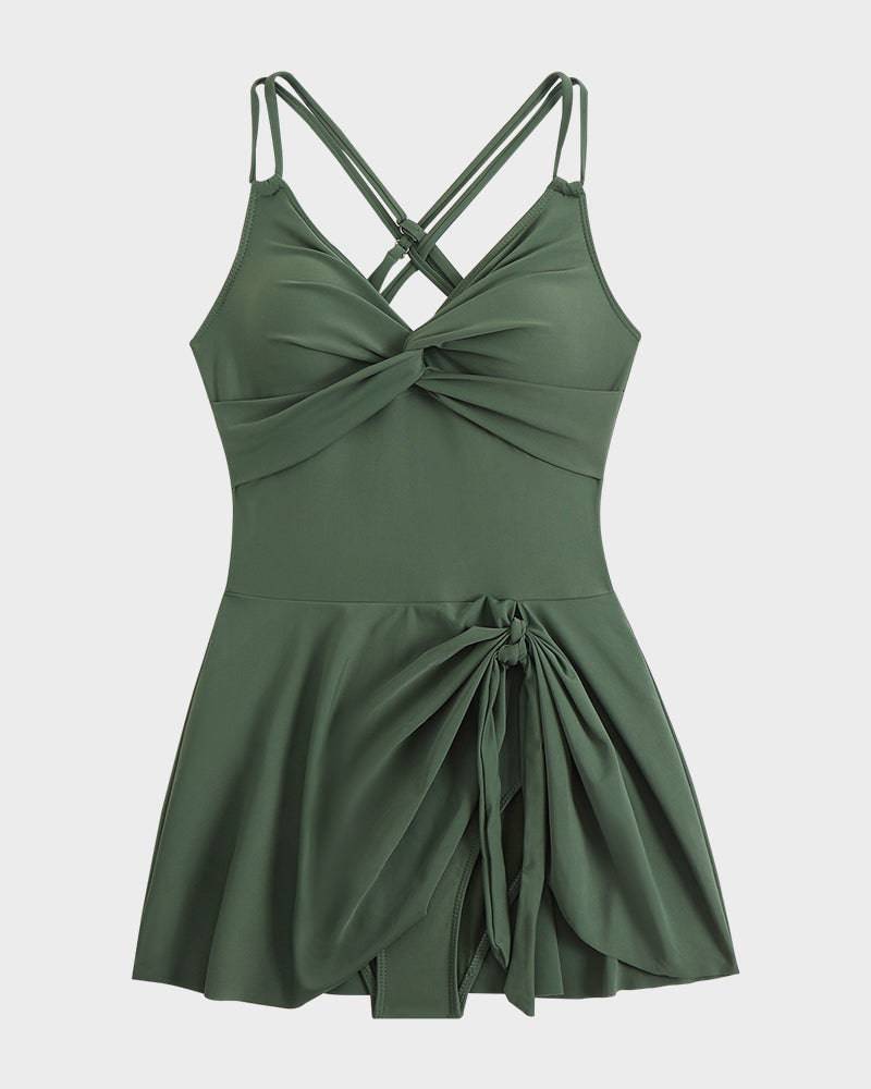 Women's Swim Dress Swimsuit with Tummy Control and Adjustable Straps for Poolside Elegance