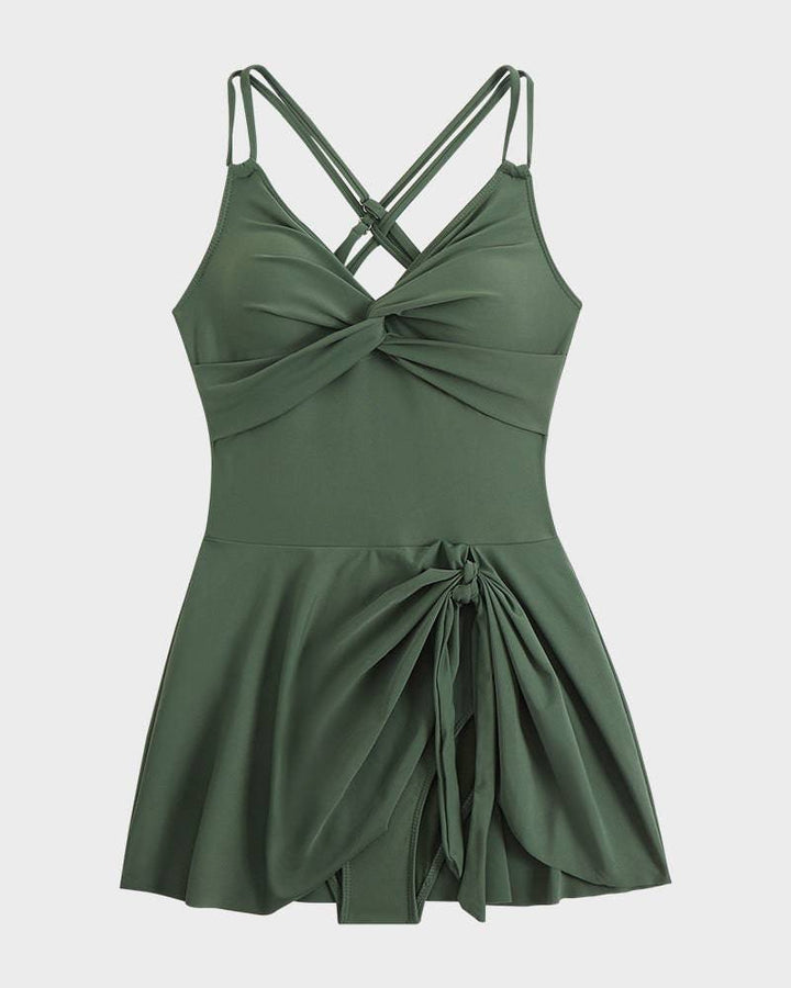 Women's Swim Dress Swimsuit with Tummy Control and Adjustable Straps for Poolside Elegance