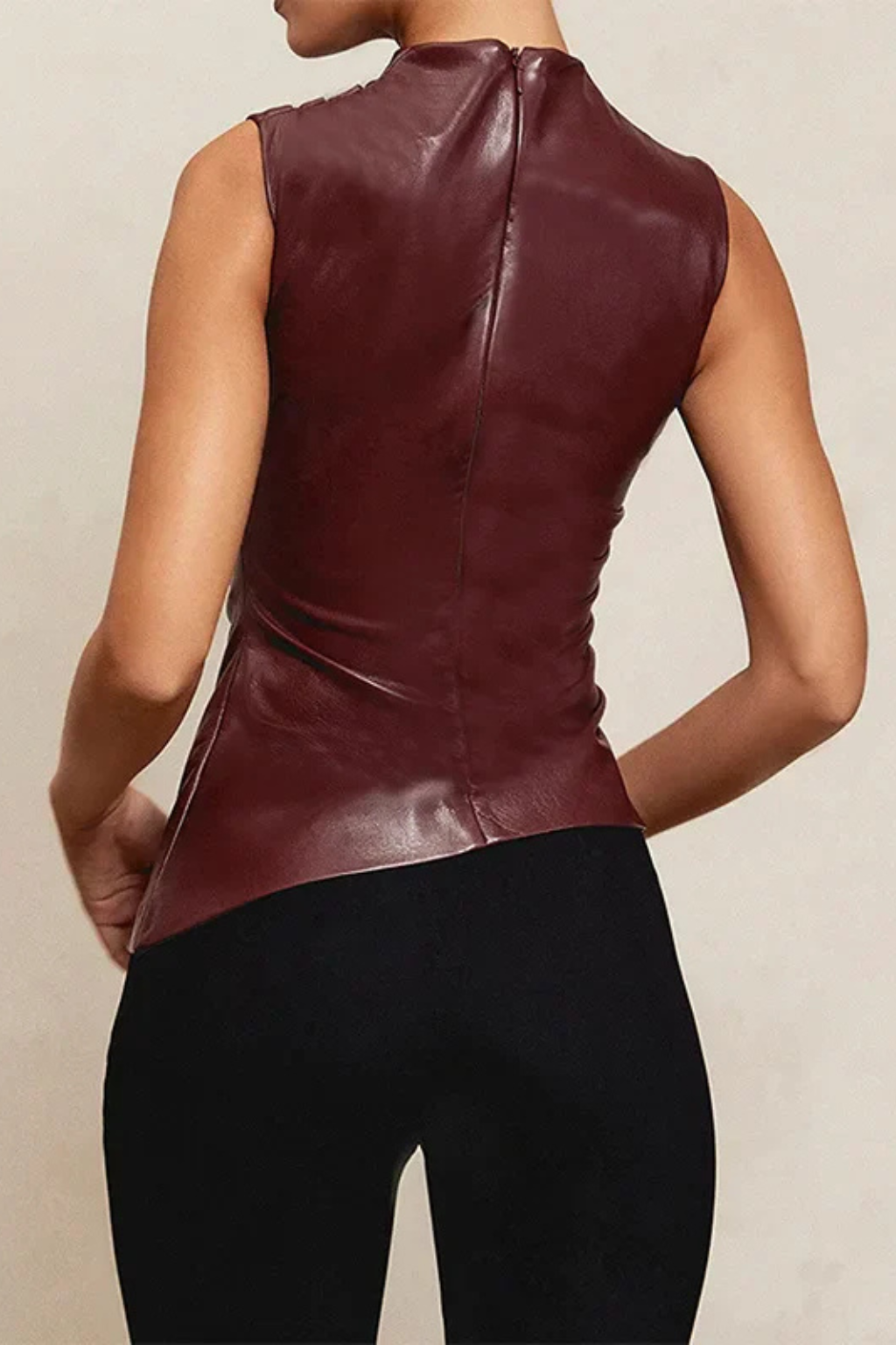 Women's Tank Top with High Neck Design in Deep Brown for Casual Summer Outfits 3