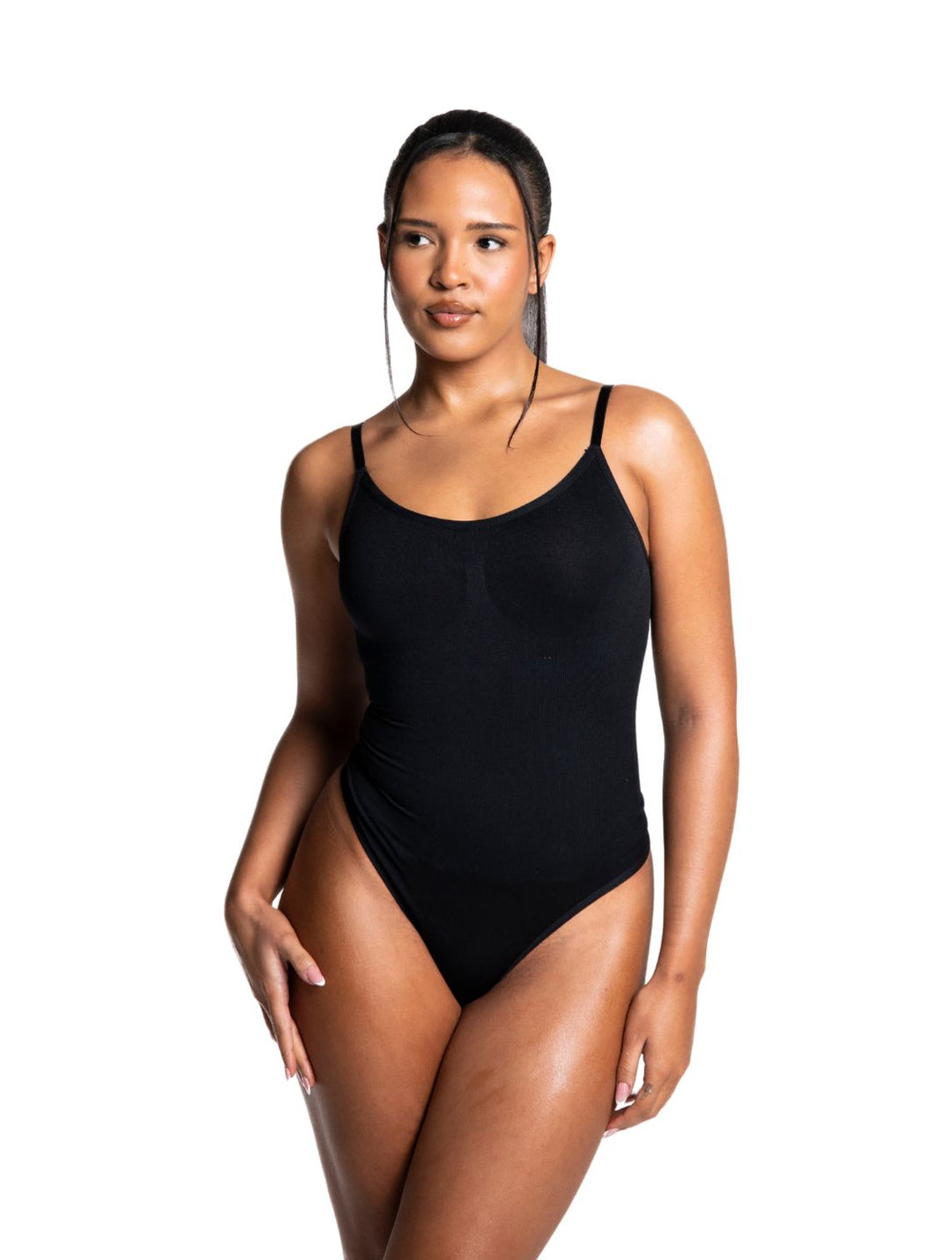 Women's Thong Bodysuit with Sculpting Design and Adjustable Straps