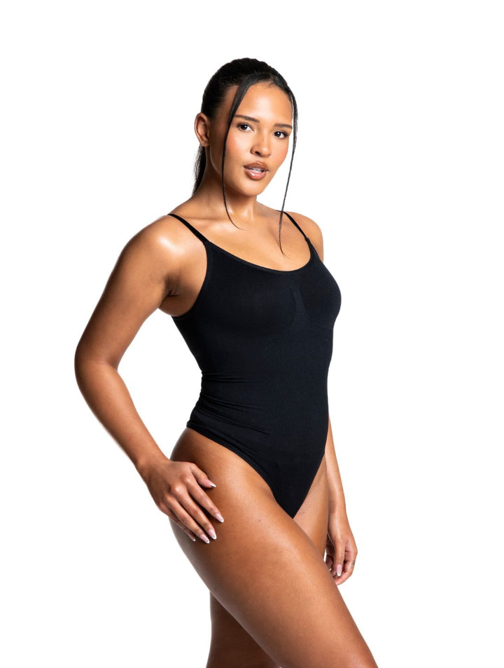 Women's Thong Bodysuit with Sculpting Design and Adjustable Straps