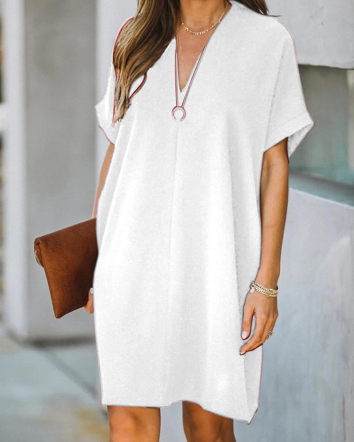 Women's V-Neck Summer Dress in Breathable Fabric for Everyday Casual Wear
