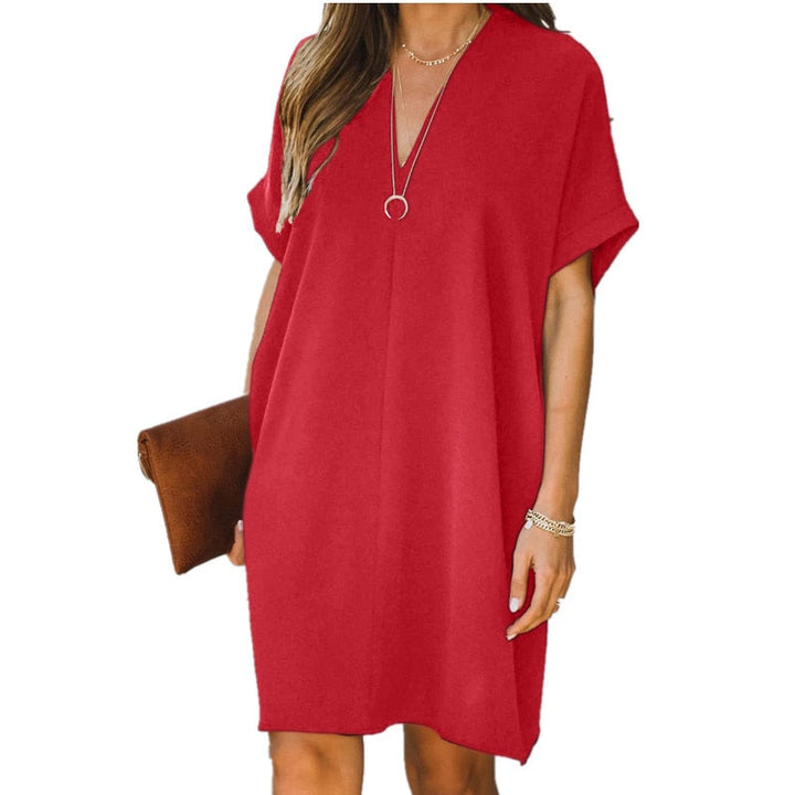 Women's V-Neck Summer Dress in Breathable Fabric for Everyday Casual Wear