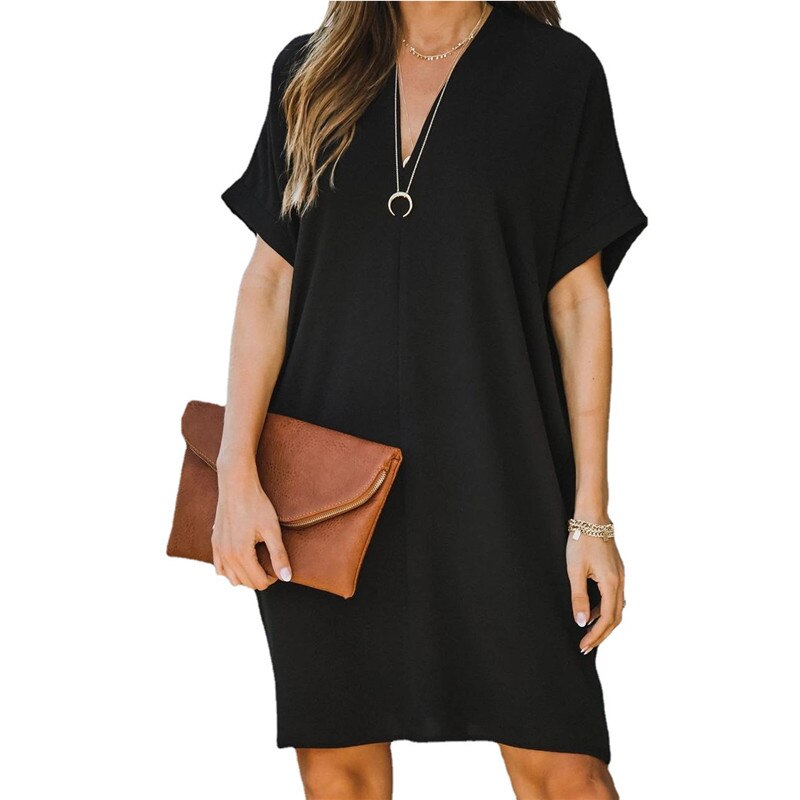 Women's V-Neck Summer Dress in Breathable Fabric for Everyday Casual Wear
