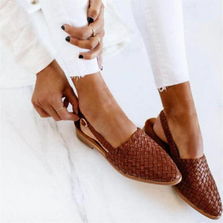 Women's Woven Vegan Leather Ballet Flats | Elegant Lightweight Summer Shoes 0