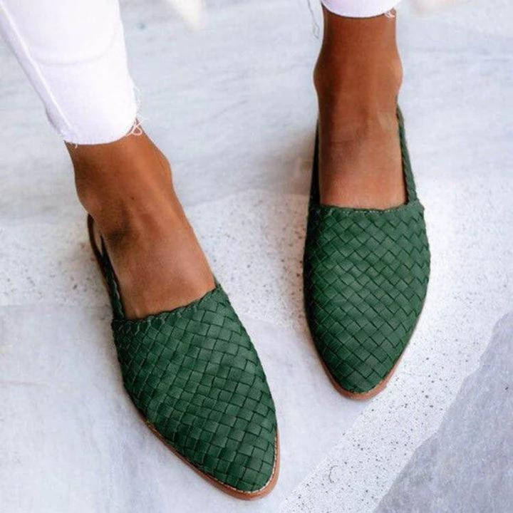Women's Woven Vegan Leather Ballet Flats | Elegant Lightweight Summer Shoes 1