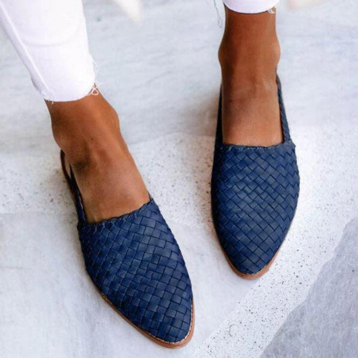 Women's Woven Vegan Leather Ballet Flats | Elegant Lightweight Summer Shoes 3