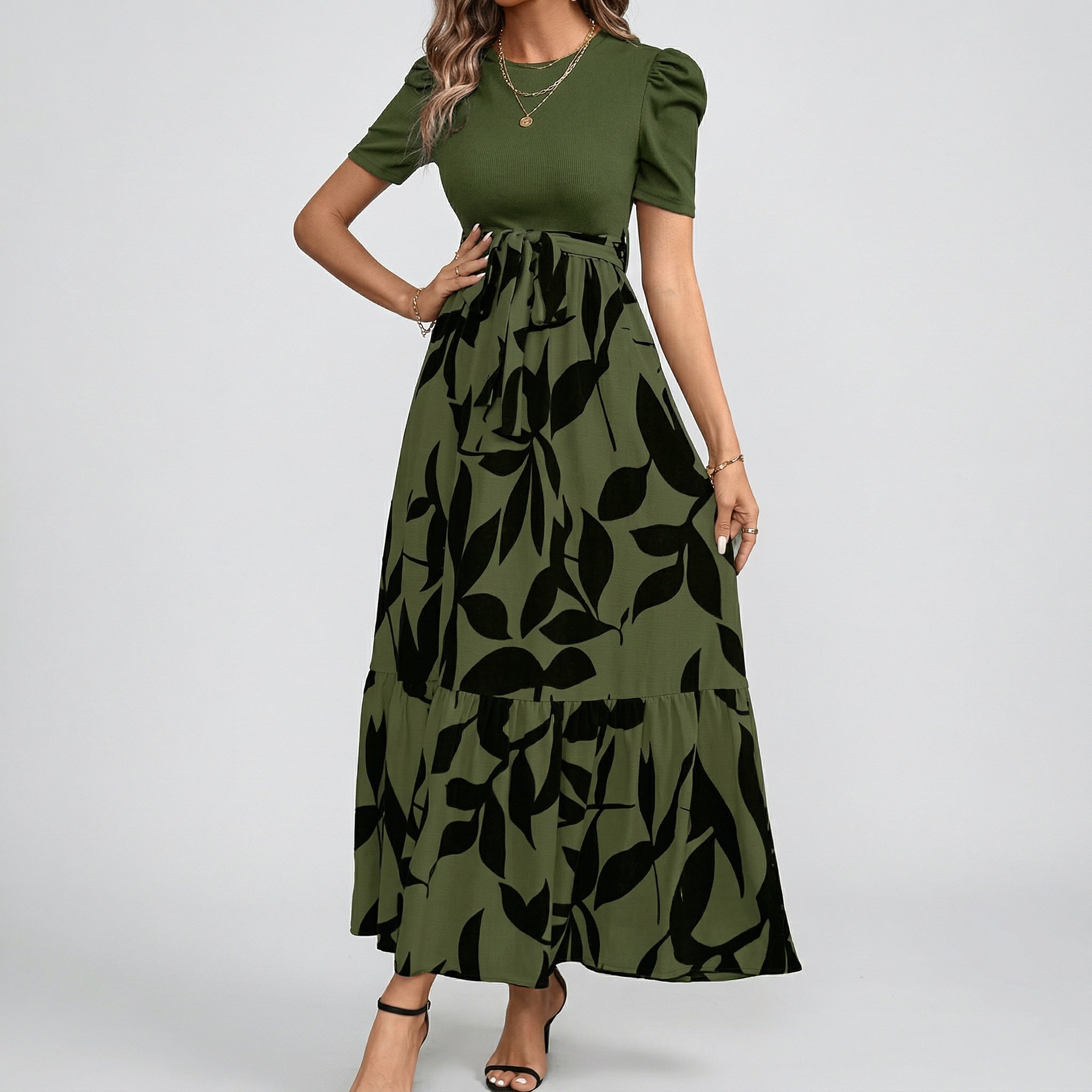 Acethetiq's | Women’s Floral Print Midi Dress – Effortless Elegance