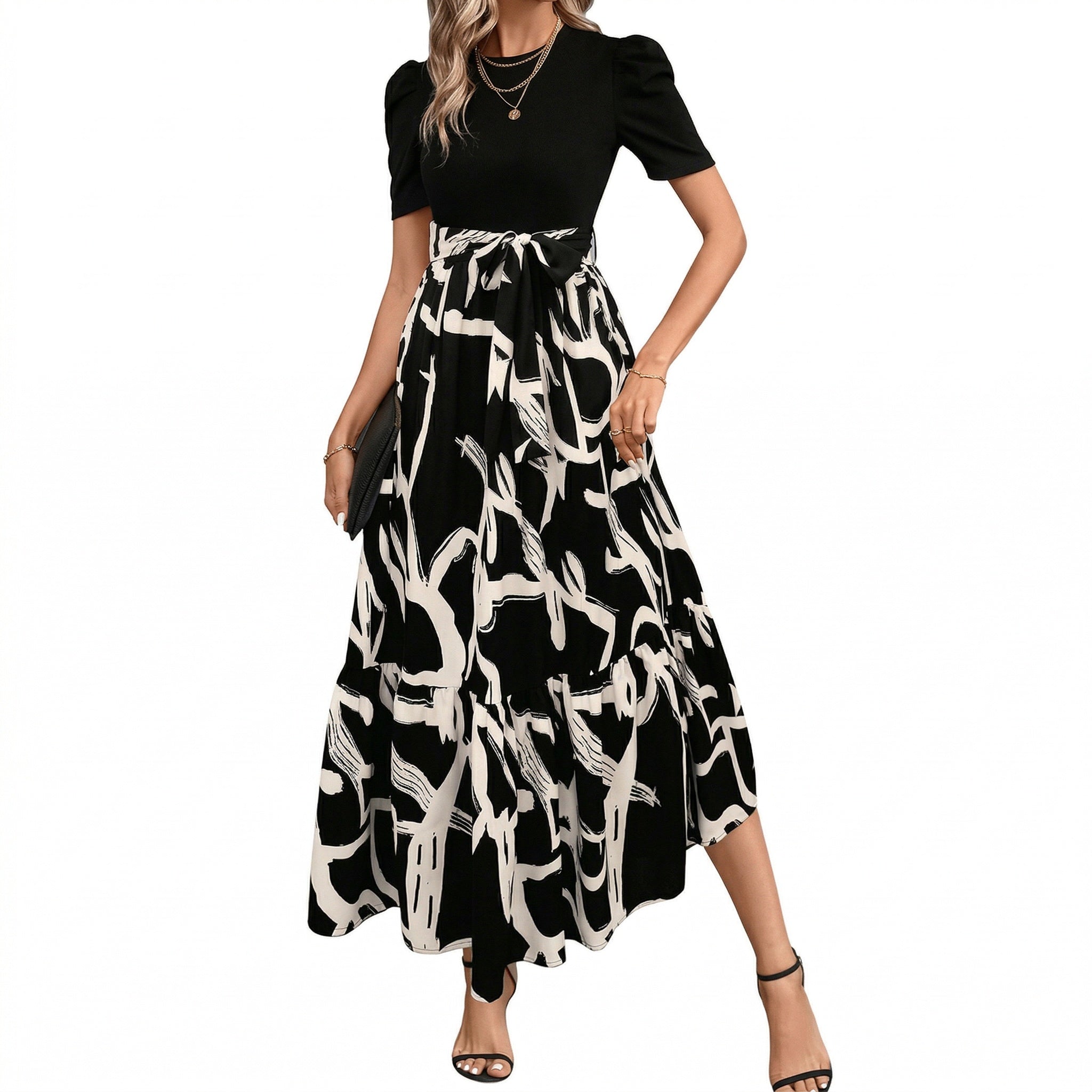 Acethetiq's | Women’s Floral Print Midi Dress – Effortless Elegance