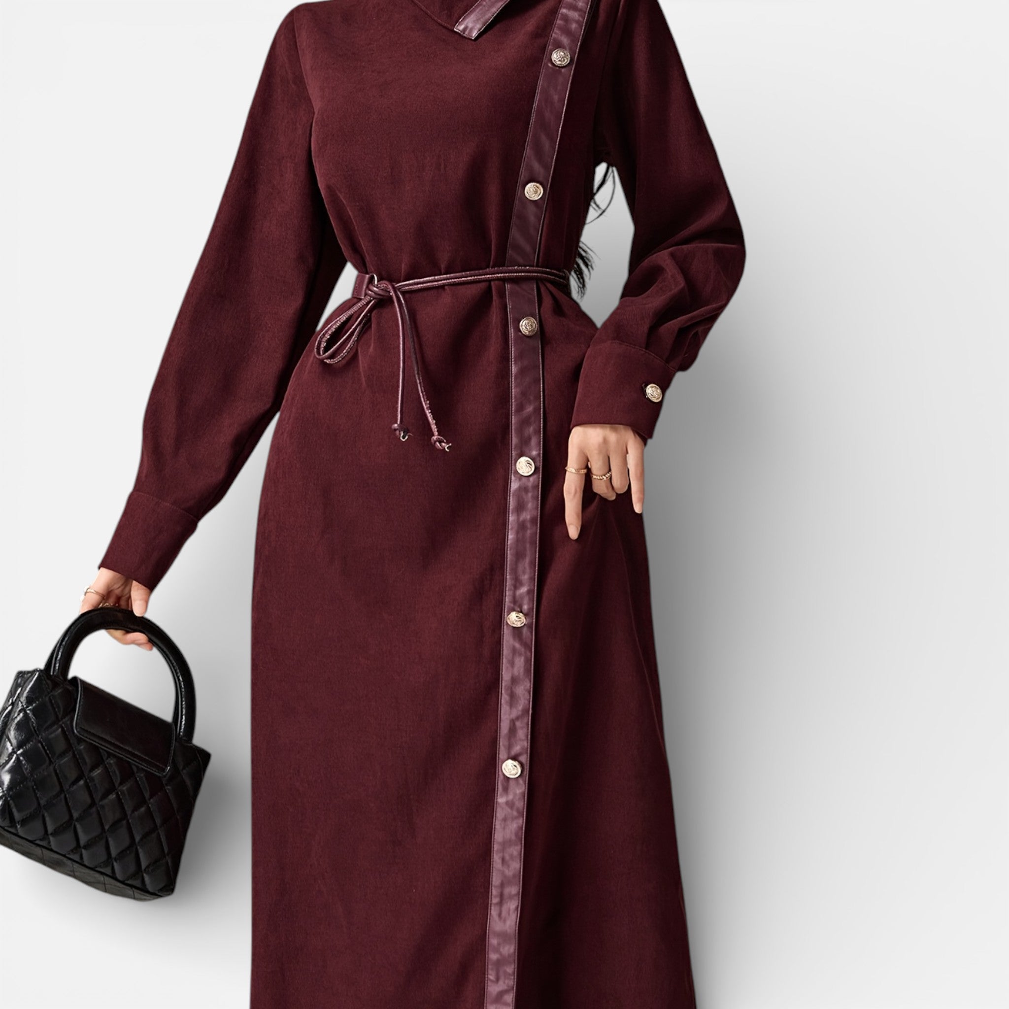 Acethetiq's | Women’s One-Shoulder Burgundy Long Formal Dress