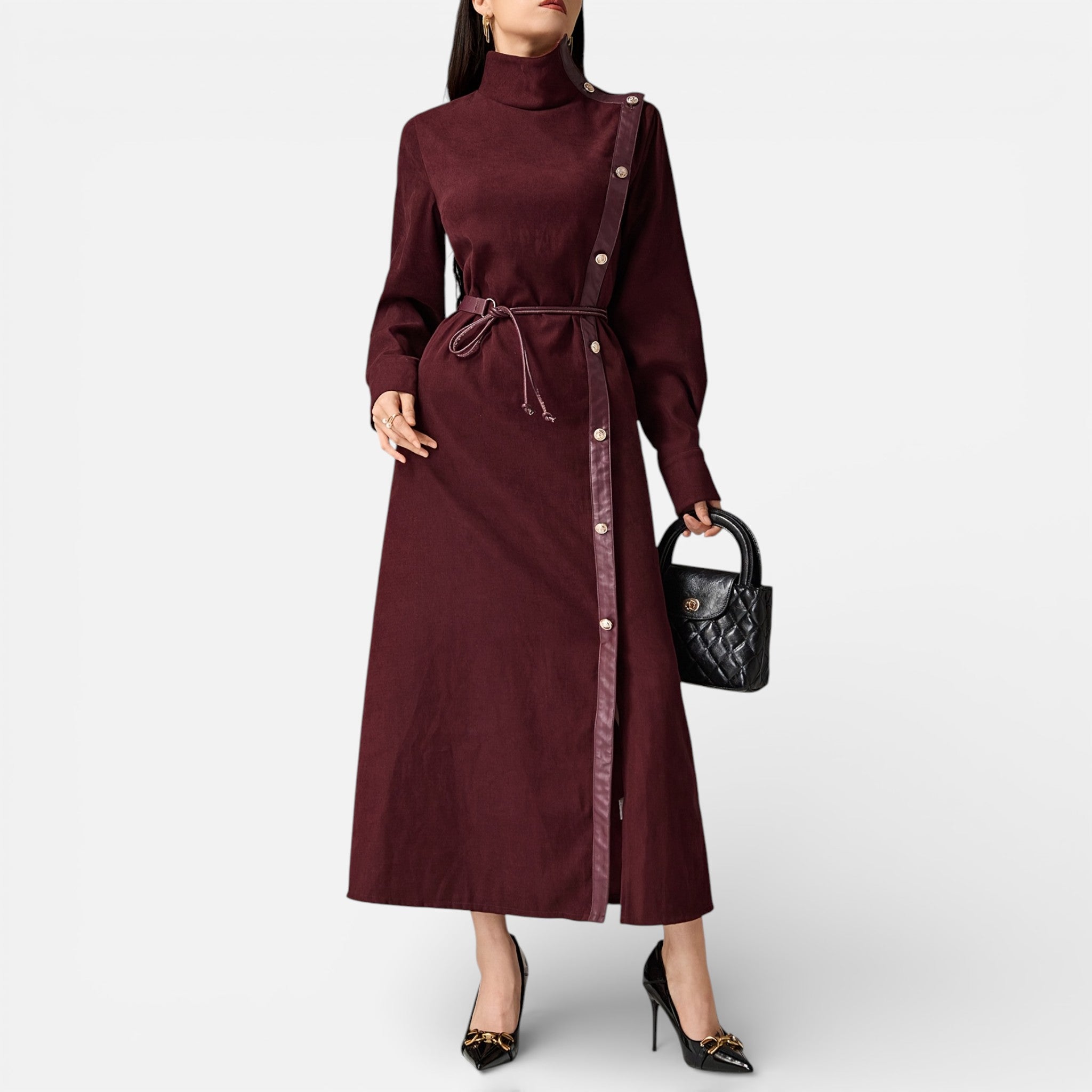 Acethetiq's | Women’s One-Shoulder Burgundy Long Formal Dress