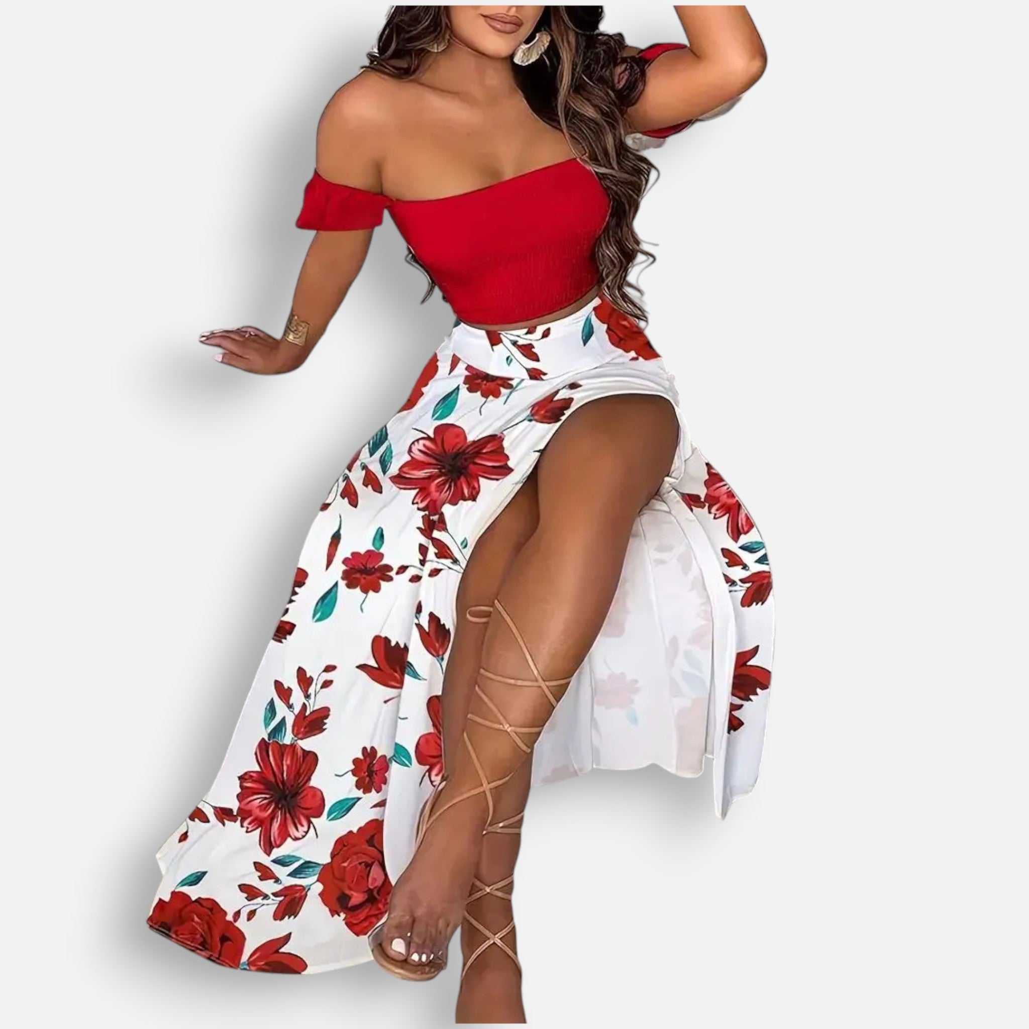 Acethetiq’s | Women’s Two-Piece Slit Skirt Set – Effortless Boho Grace