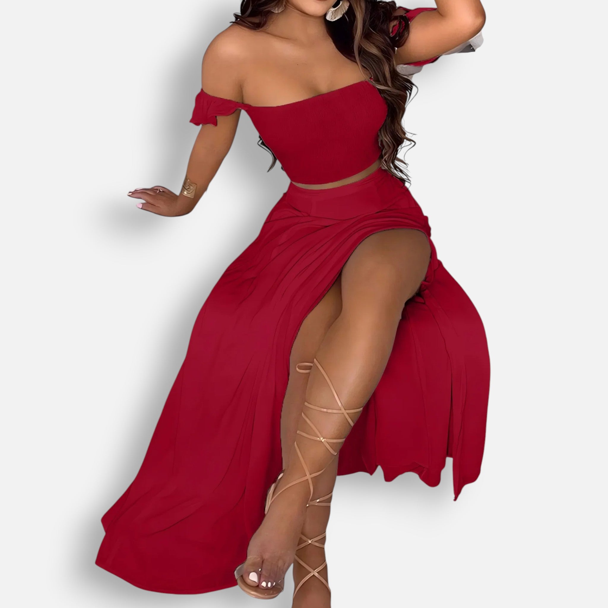 Acethetiq’s | Women’s Two-Piece Slit Skirt Set – Effortless Boho Grace