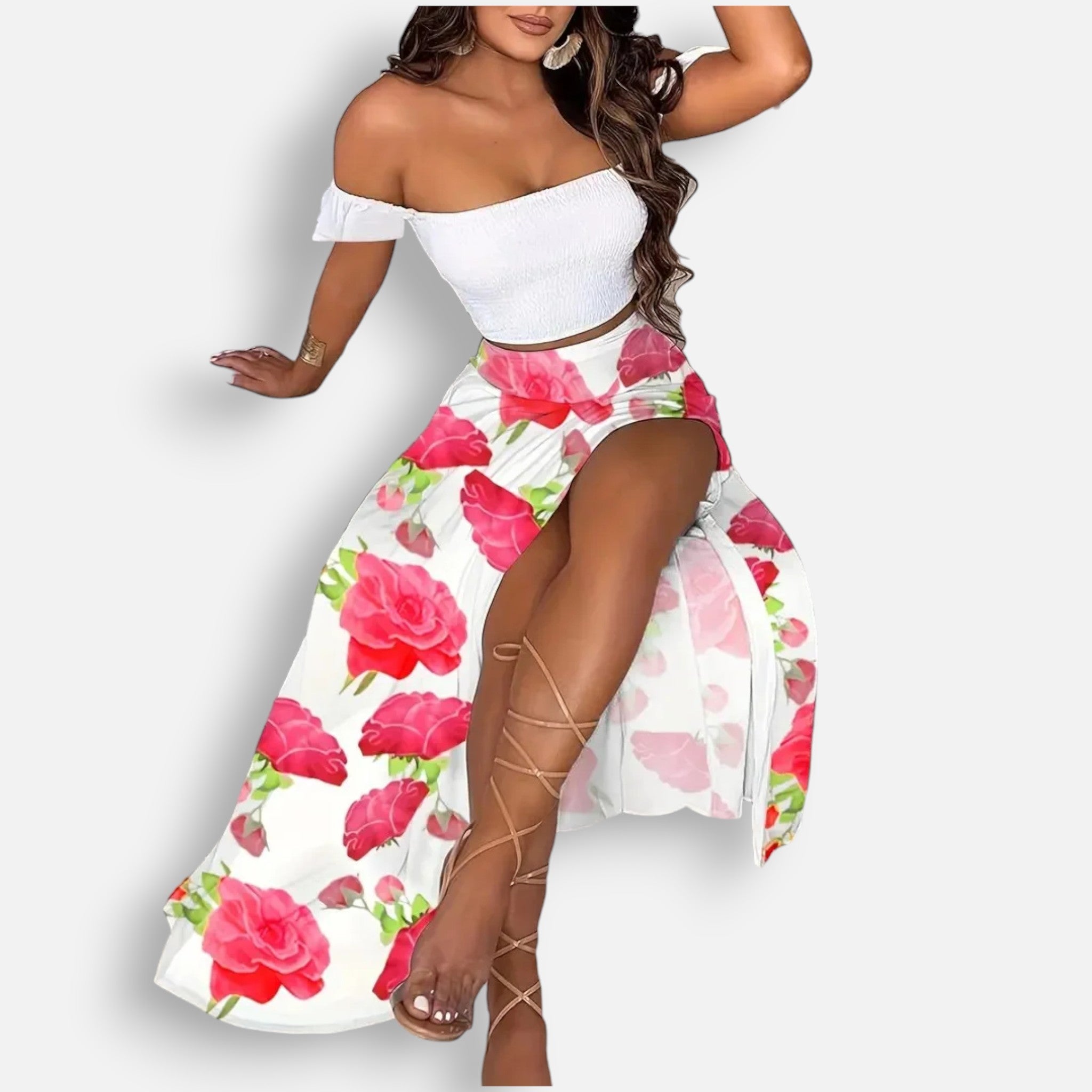 Acethetiq’s | Women’s Two-Piece Slit Skirt Set – Effortless Boho Grace