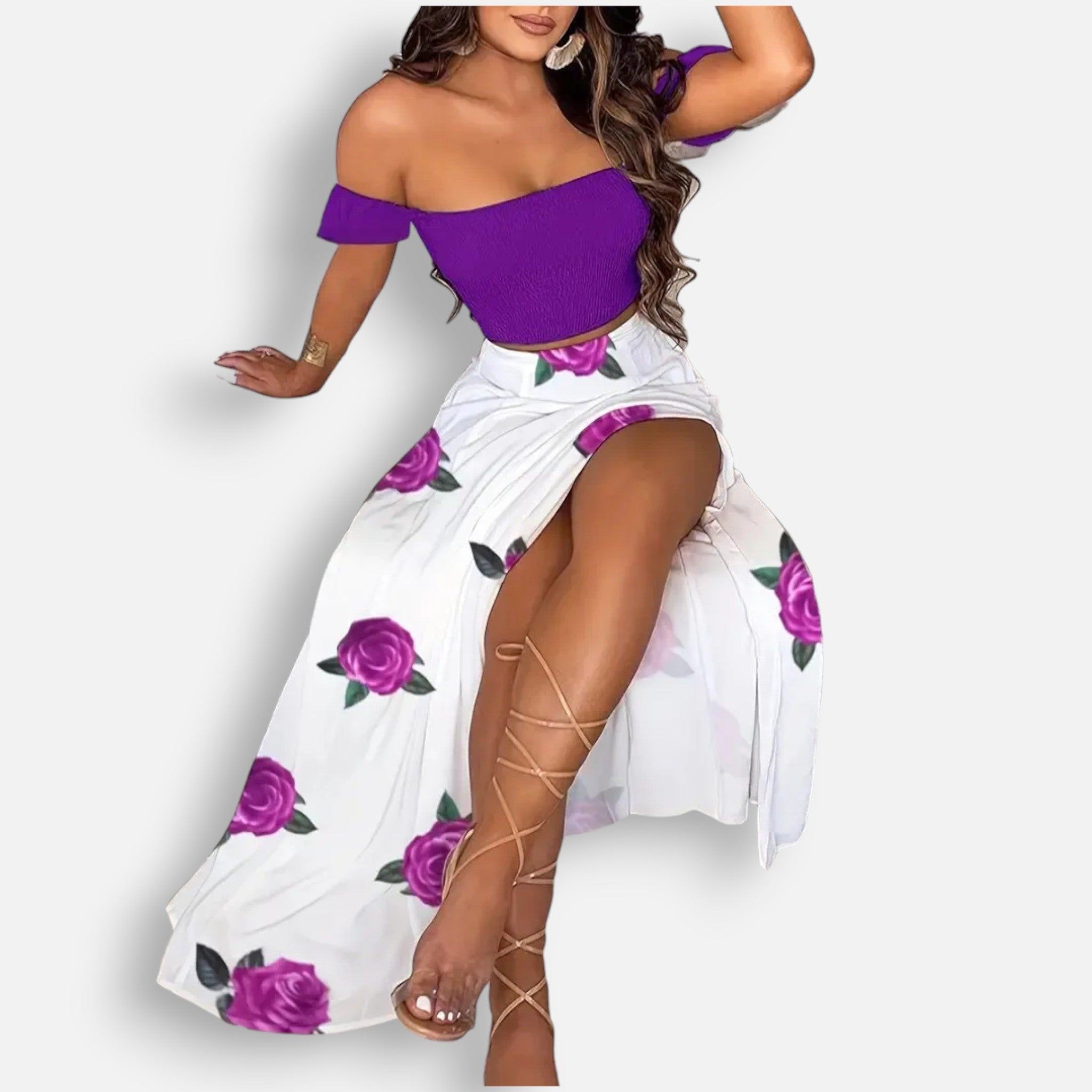 Acethetiq’s | Women’s Two-Piece Slit Skirt Set – Effortless Boho Grace