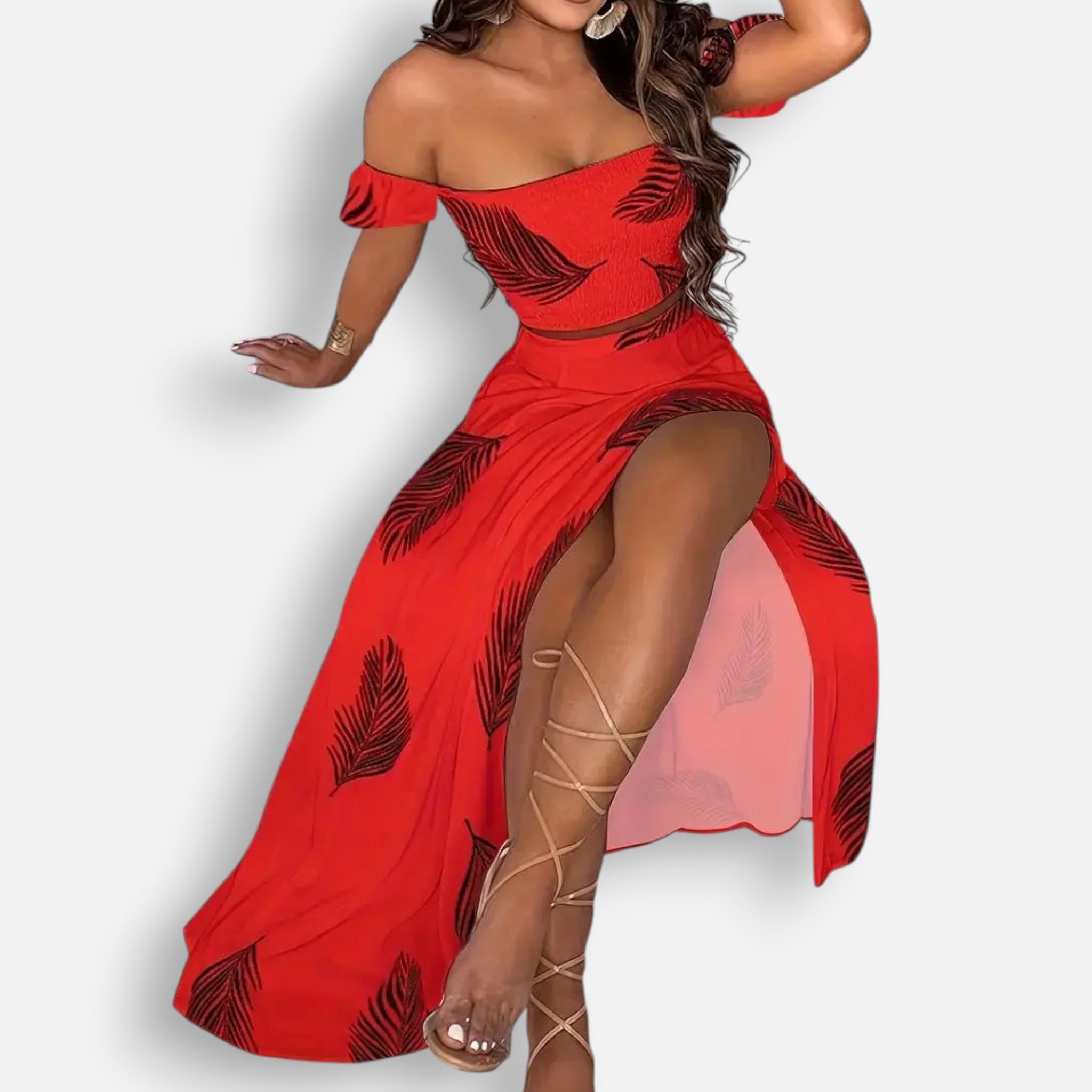 Acethetiq’s | Women’s Two-Piece Slit Skirt Set – Effortless Boho Grace