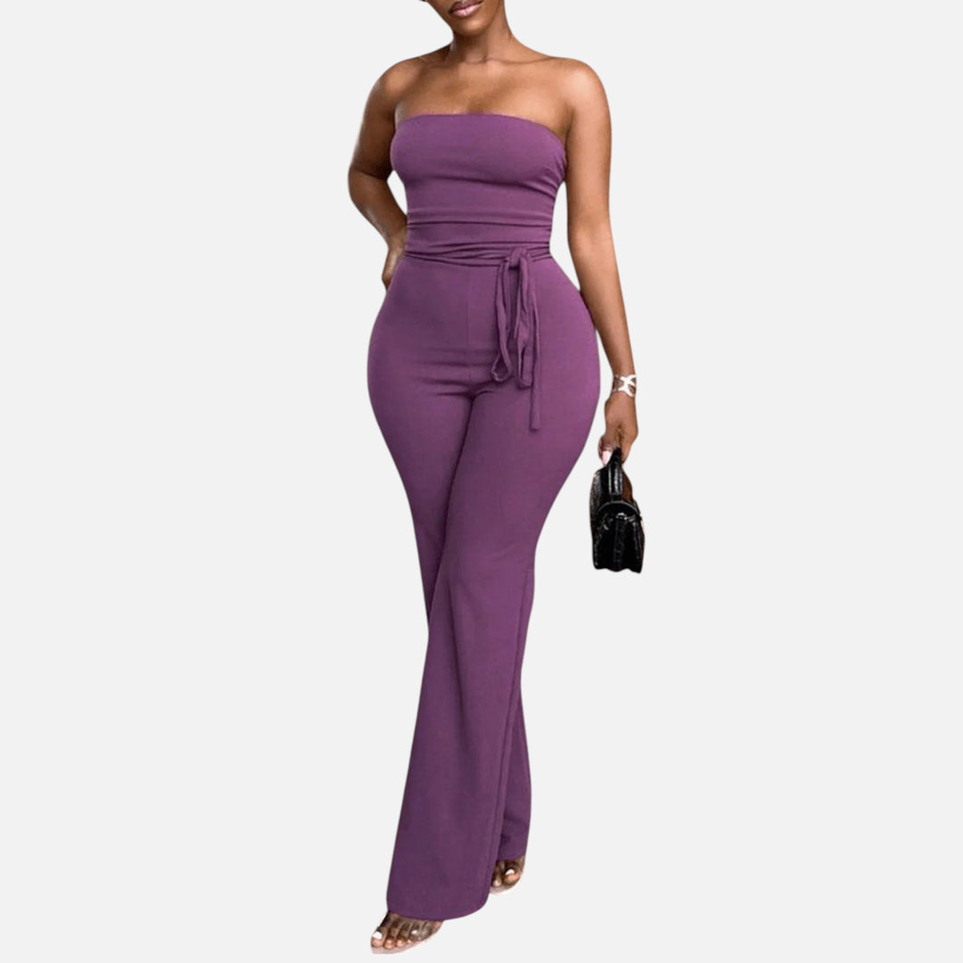 Acethetiq’s | Women’s Strapless Wide-Leg Jumpsuit – Riviera Elegance