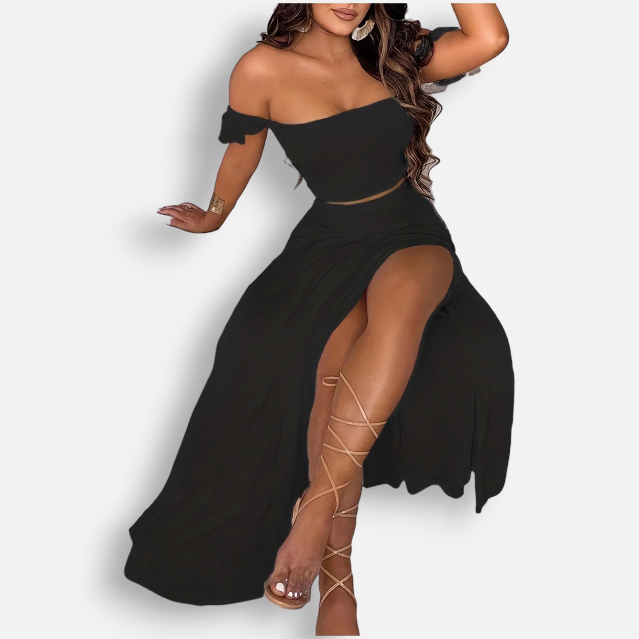 Acethetiq’s | Women’s Two-Piece Slit Skirt Set – Effortless Boho Grace
