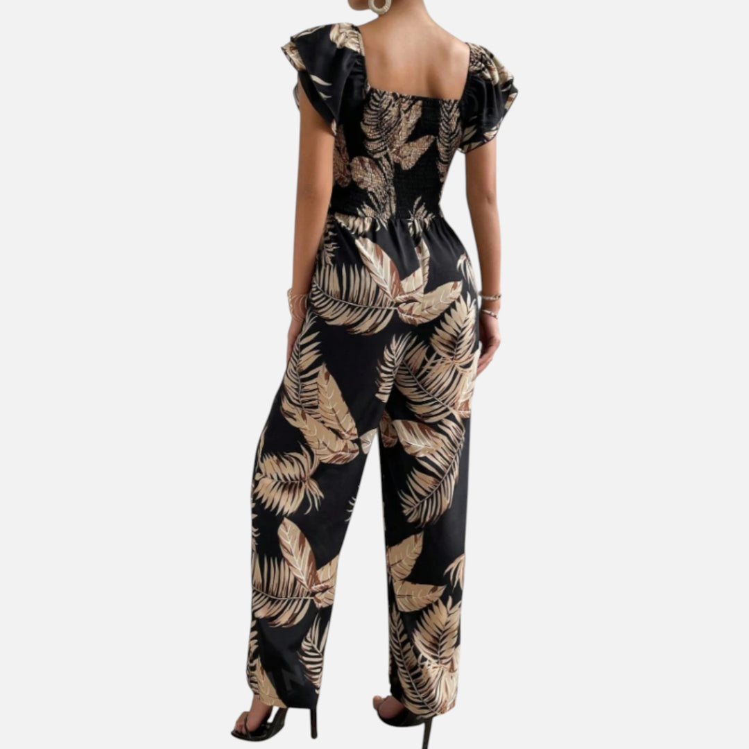 Acethetiq’s | Women’s Printed Wide-Leg Jumpsuit – Riviera Elegance