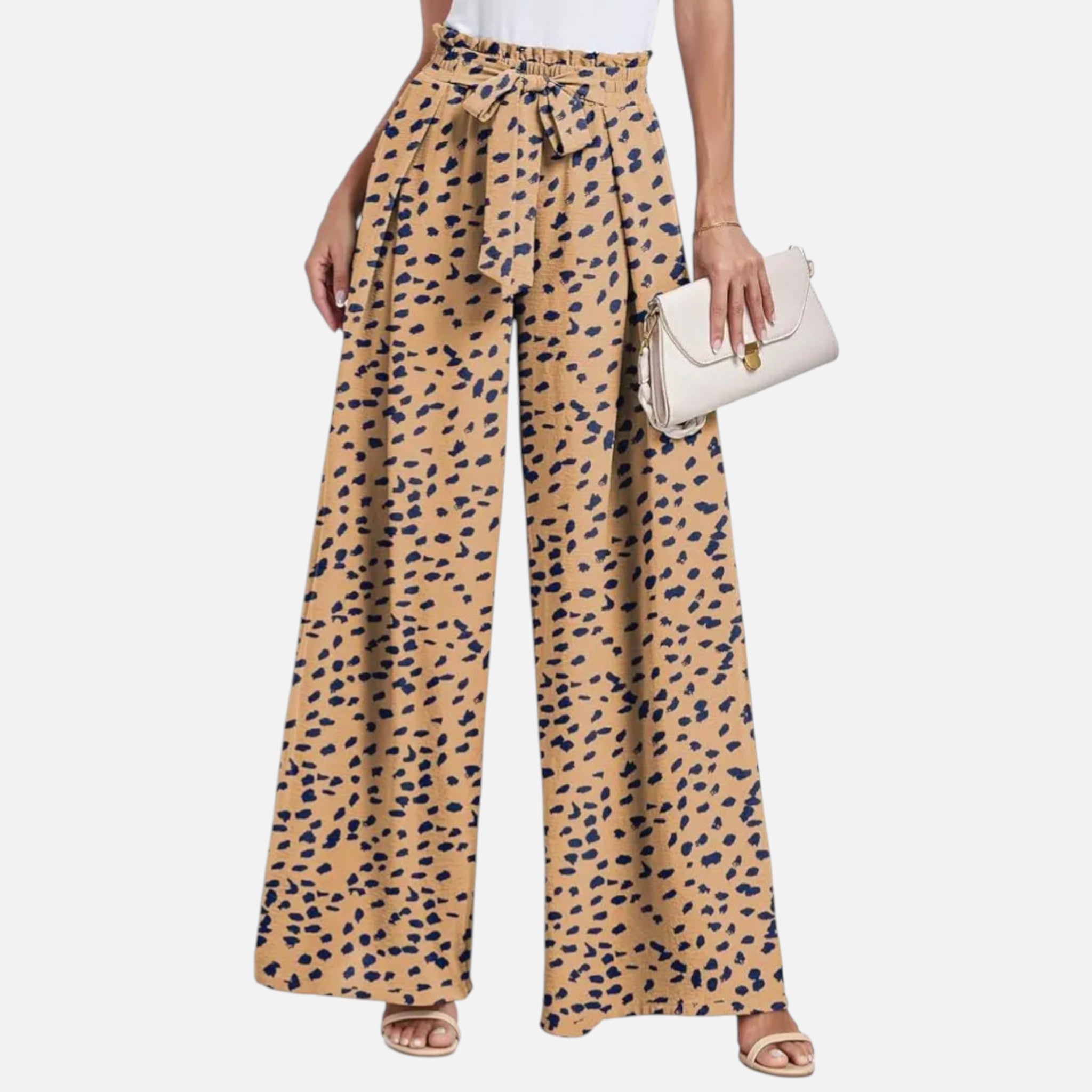 Acethetiq's | Women’s Printed Wide Leg Trousers Effortless Riviera Flow