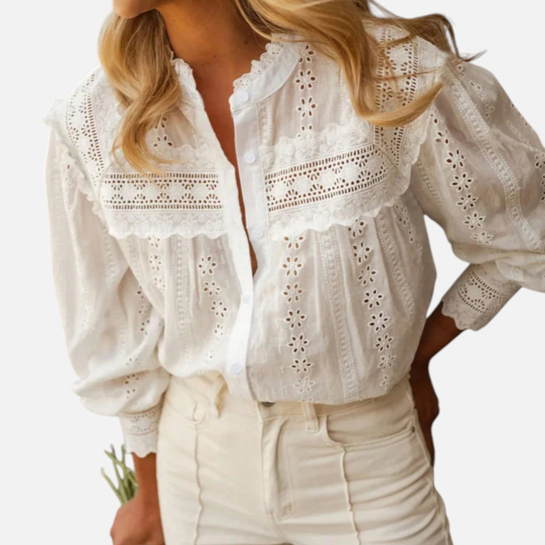 Acethetiq's | Women’s Embroidered Lace-Up Blouse