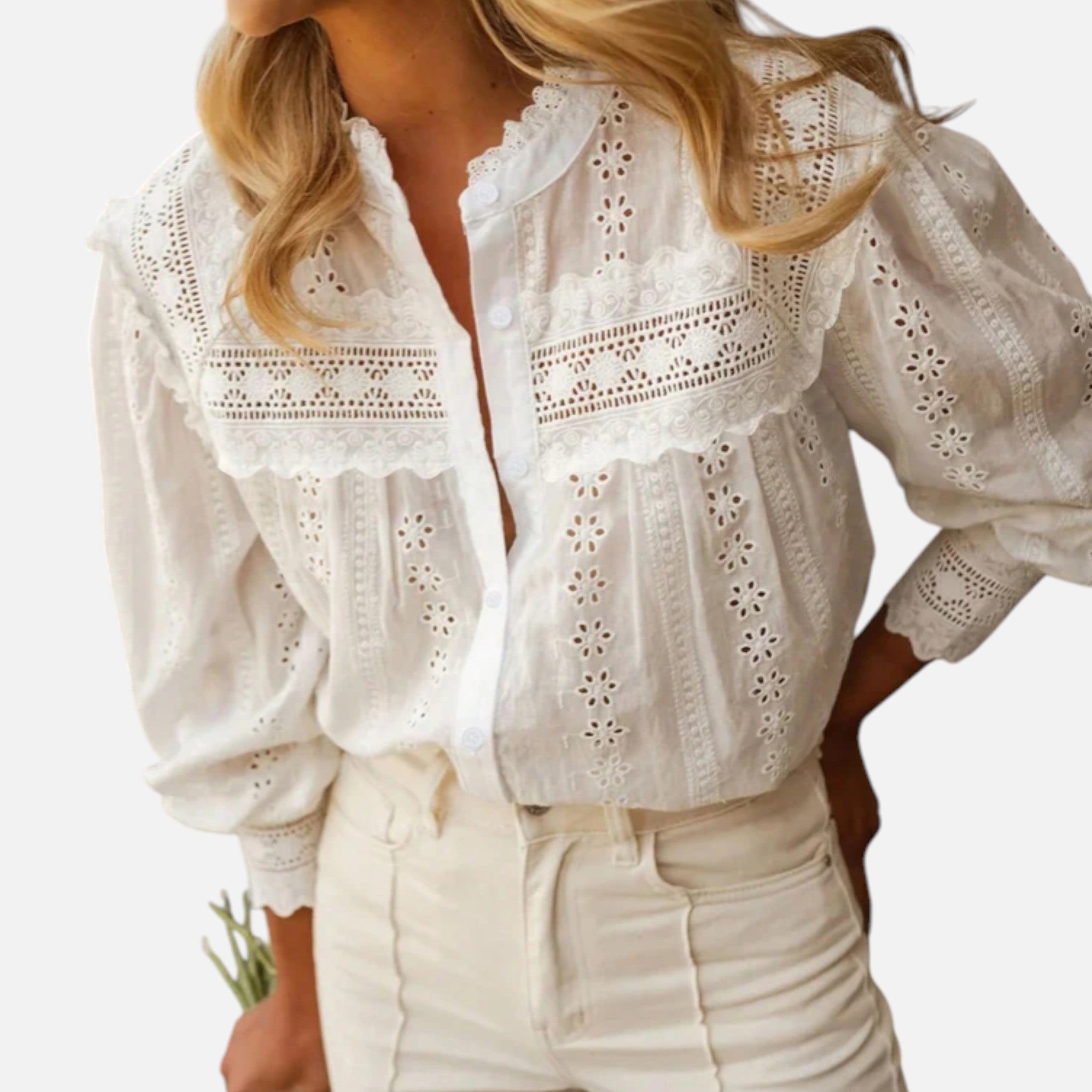 Acethetiq's | Women’s Embroidered Lace-Up Blouse
