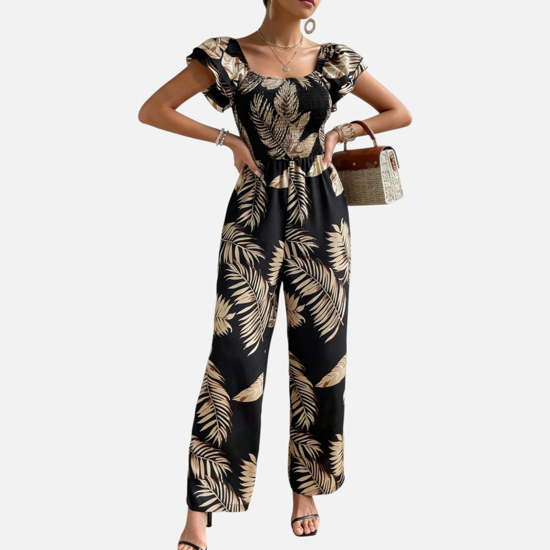 Acethetiq’s | Women’s Printed Wide-Leg Jumpsuit – Riviera Elegance