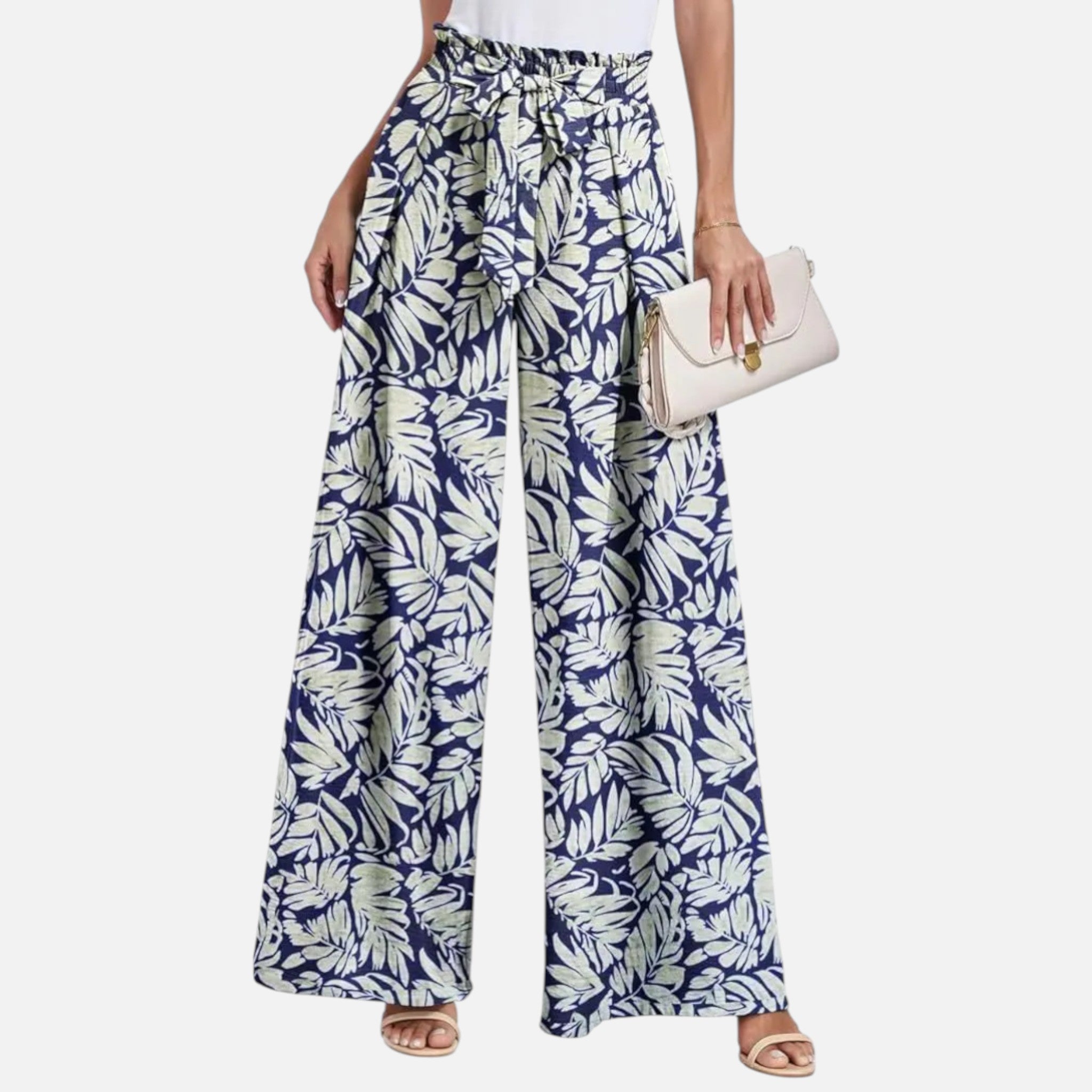 Acethetiq's | Women’s Printed Wide Leg Trousers Effortless Riviera Flow
