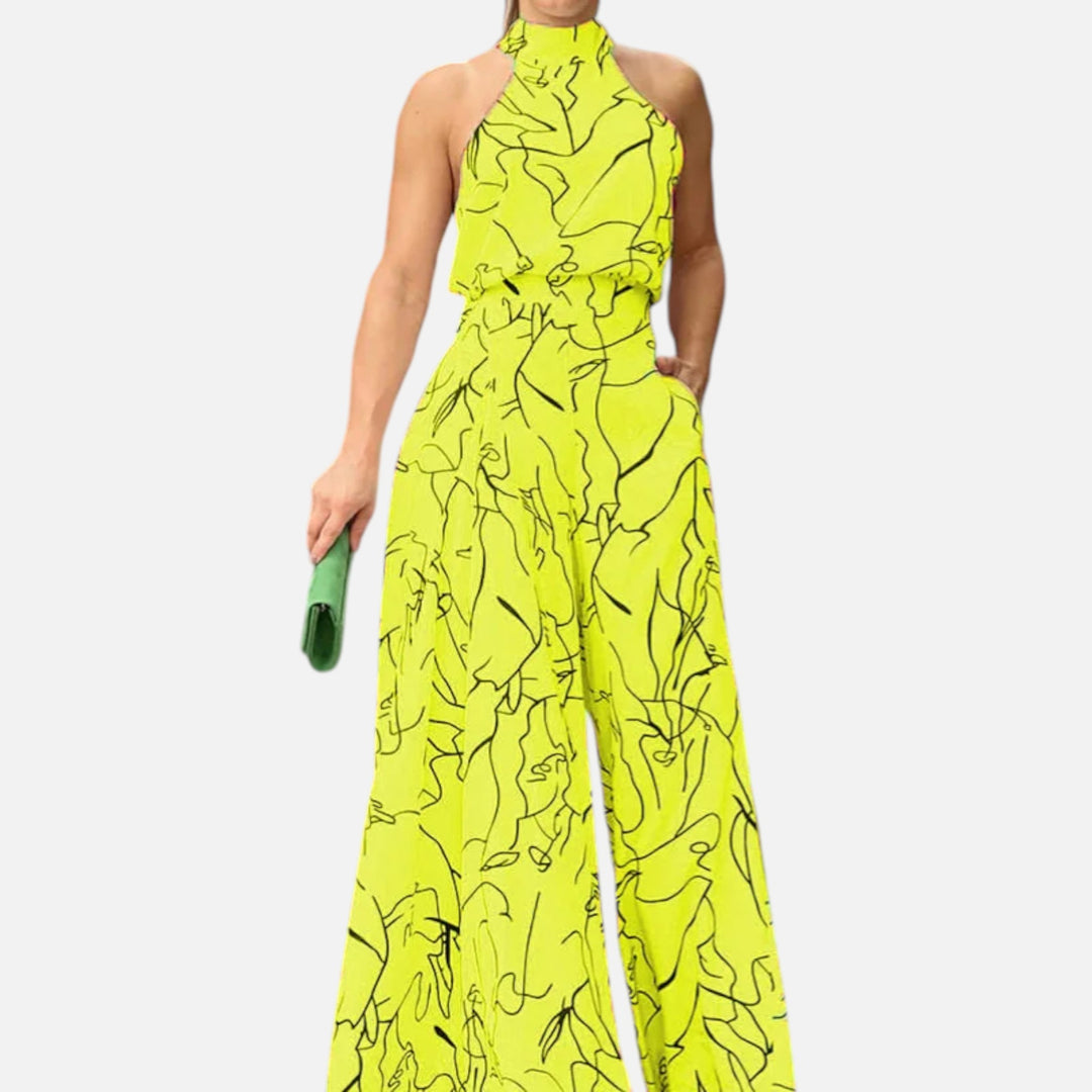 Acethetiq’s | Women’s Printed Wide-Leg Jumpsuit – Effortless Grace