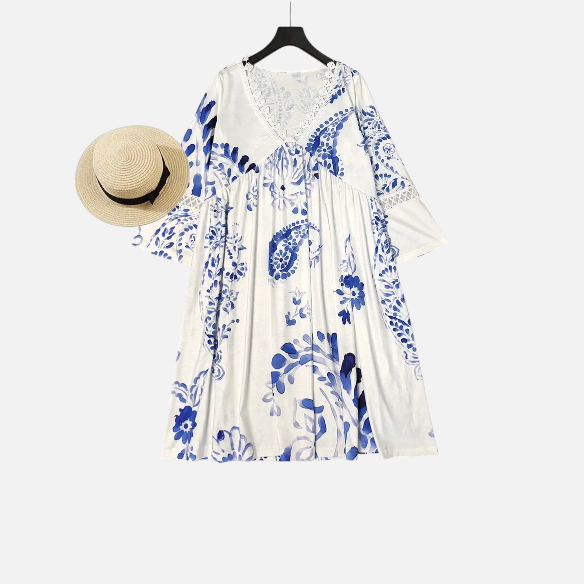 Acethetiq's | Women’s Floral Patchwork Midi Dress – Riviera Elegance