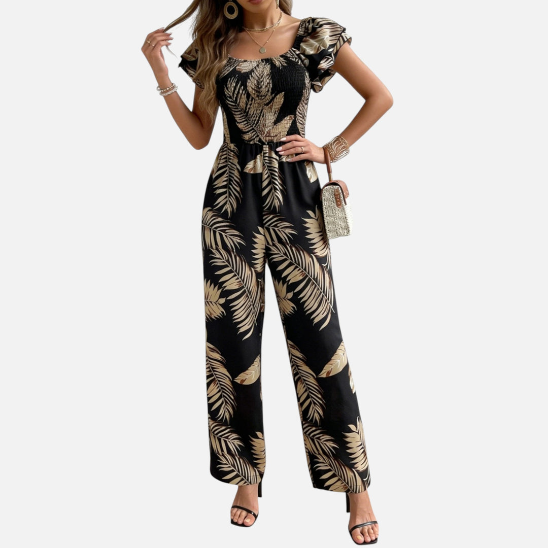 Acethetiq’s | Women’s Printed Wide-Leg Jumpsuit – Riviera Elegance