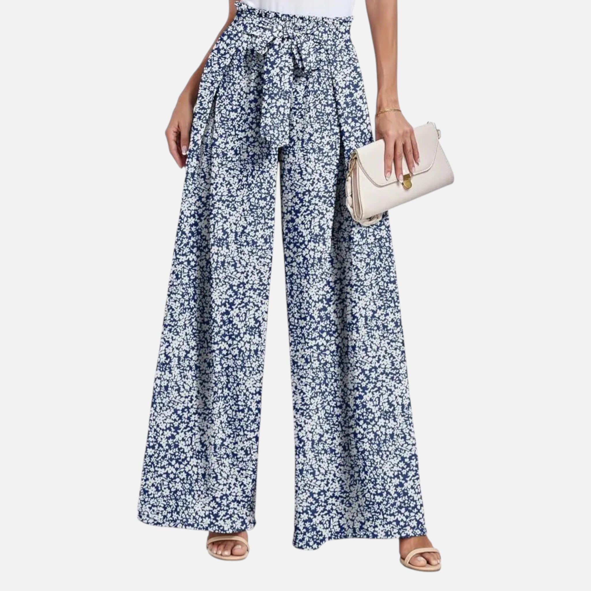 Acethetiq's | Women’s Printed Wide Leg Trousers Effortless Riviera Flow